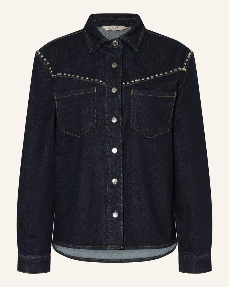 only Jeansbluse mit Nieten Dunkelblau