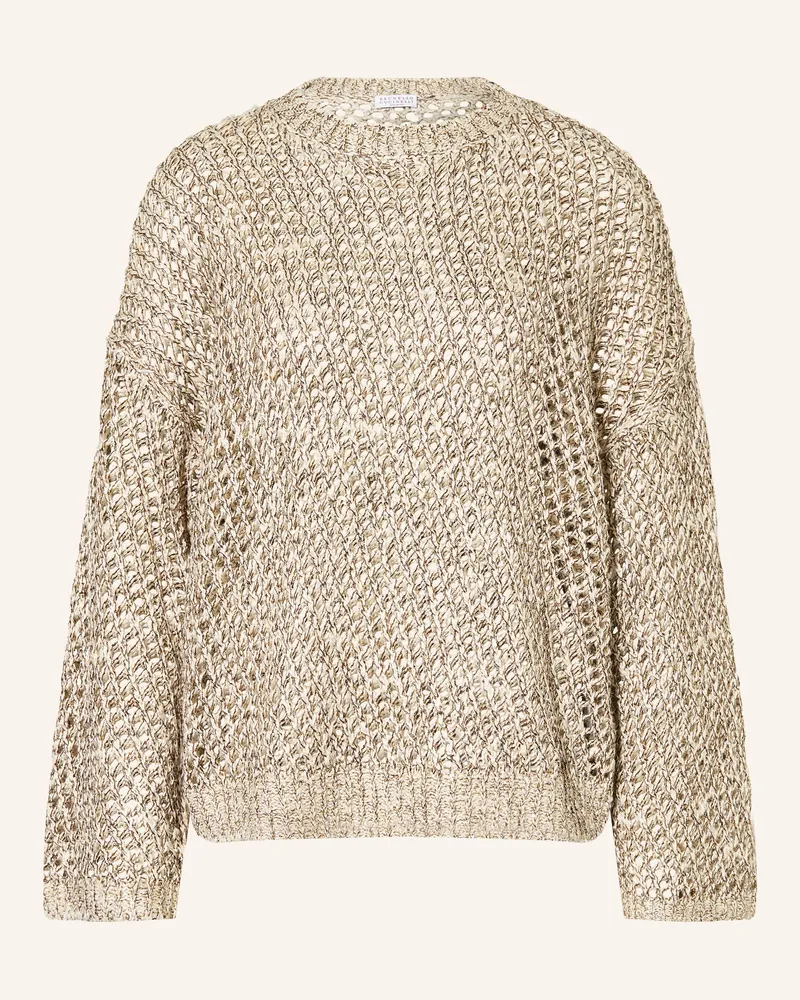 Brunello Cucinelli Pullover Mit Leinen Und Seide braun Hellbraun