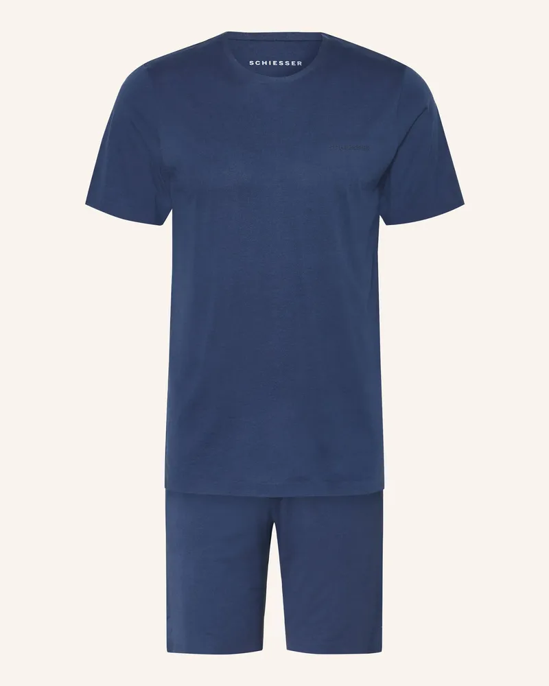 Schiesser Shorty-Schlafanzug Modern Bonded blau Blau