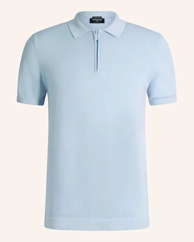 Strellson Zip-Poloshirt Vincent blau Hellblau