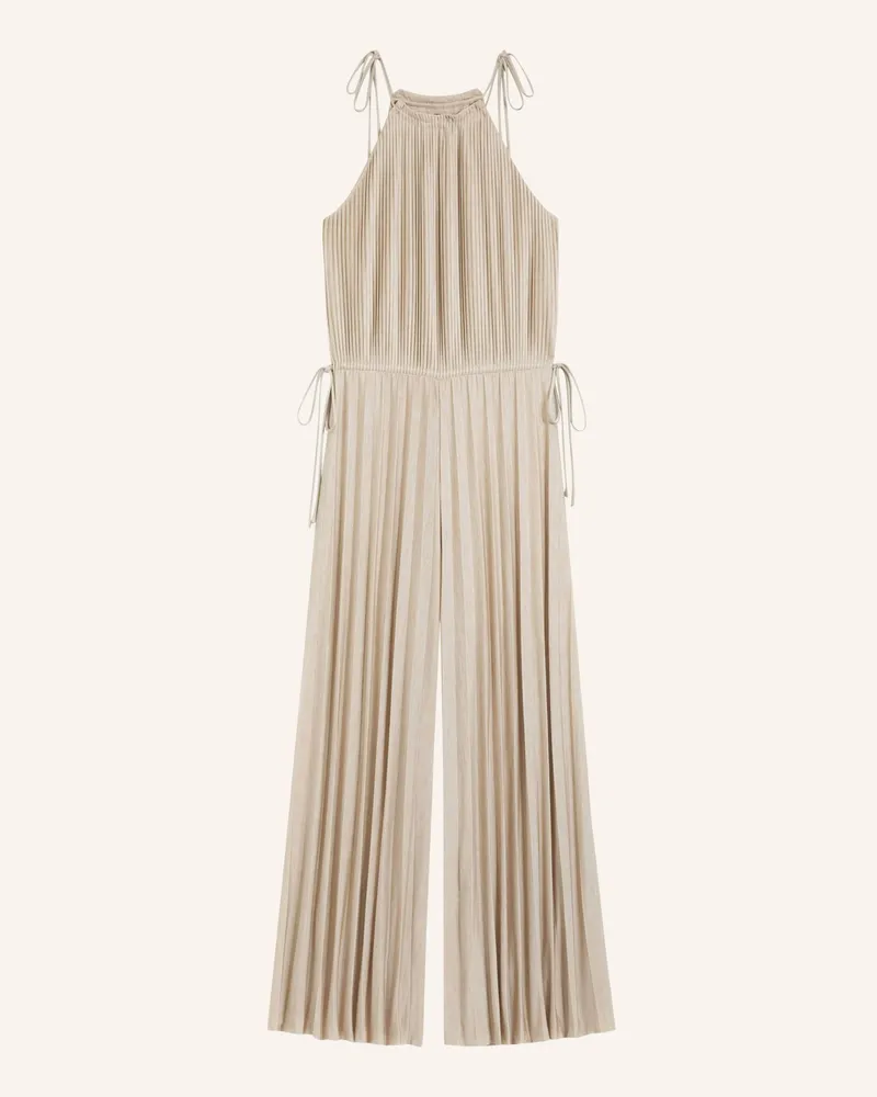 HUGO BOSS Jersey-Jumpsuit EDECKI mit Plissees Beige