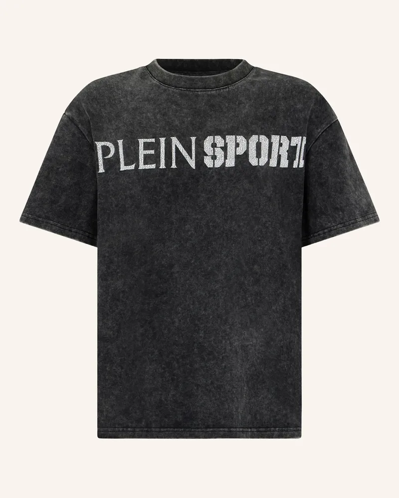 Philipp Plein Plein Sport Washed Round Neck T-Shirt Crackle Scratch schwarz Schwarz