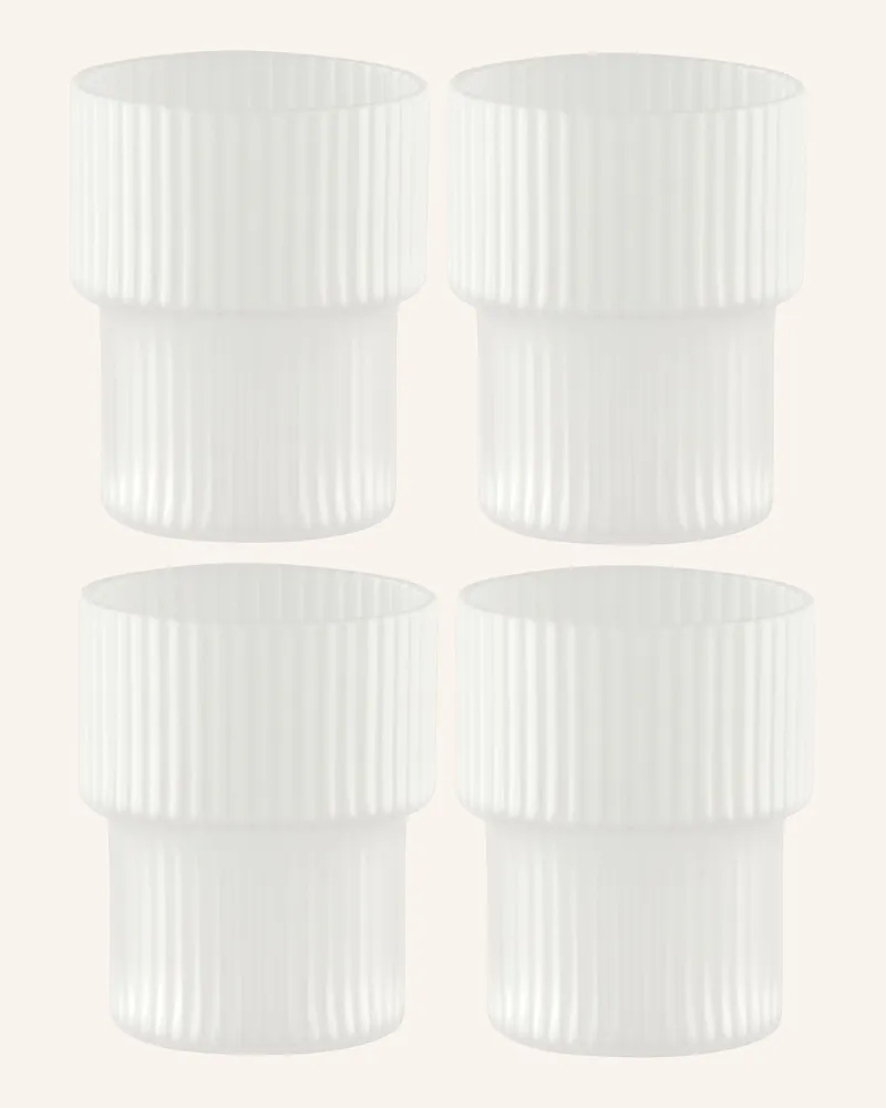 ferm LIVING 4er-Set Trinkgläser RIPPLE Weiss