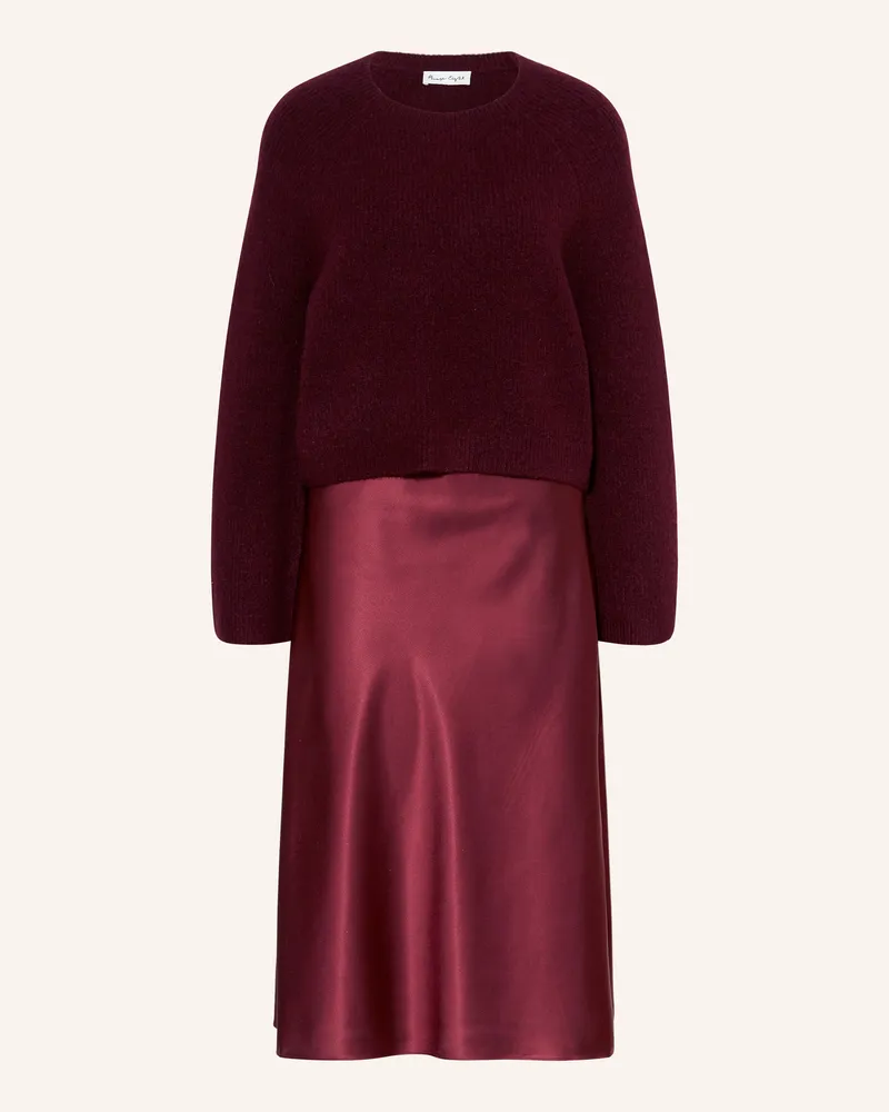 Phase Eight Set ISSY: Satinkleid mit Pullover Dunkelrot