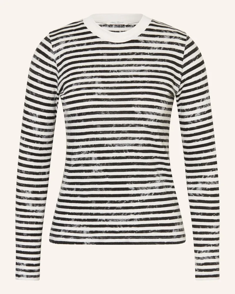 Stefan Brandt Longsleeve Feriel Aus Leinen schwarz Weiss