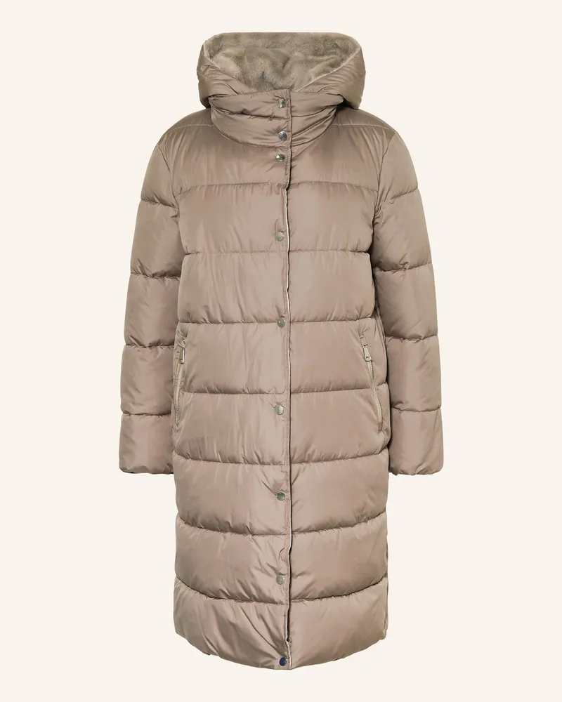 lilienfels Steppmantel mit herausnehmbarer Blende und Kunstpelz Taupe
