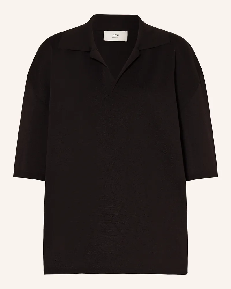 AMI Paris Piqué-Poloshirt Schwarz
