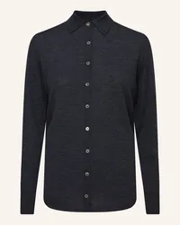 van Laack Bluse Langer Ärmel Button Down Kragen Grau