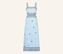 Kleid Mit Leinen Und Cut-Outs blau