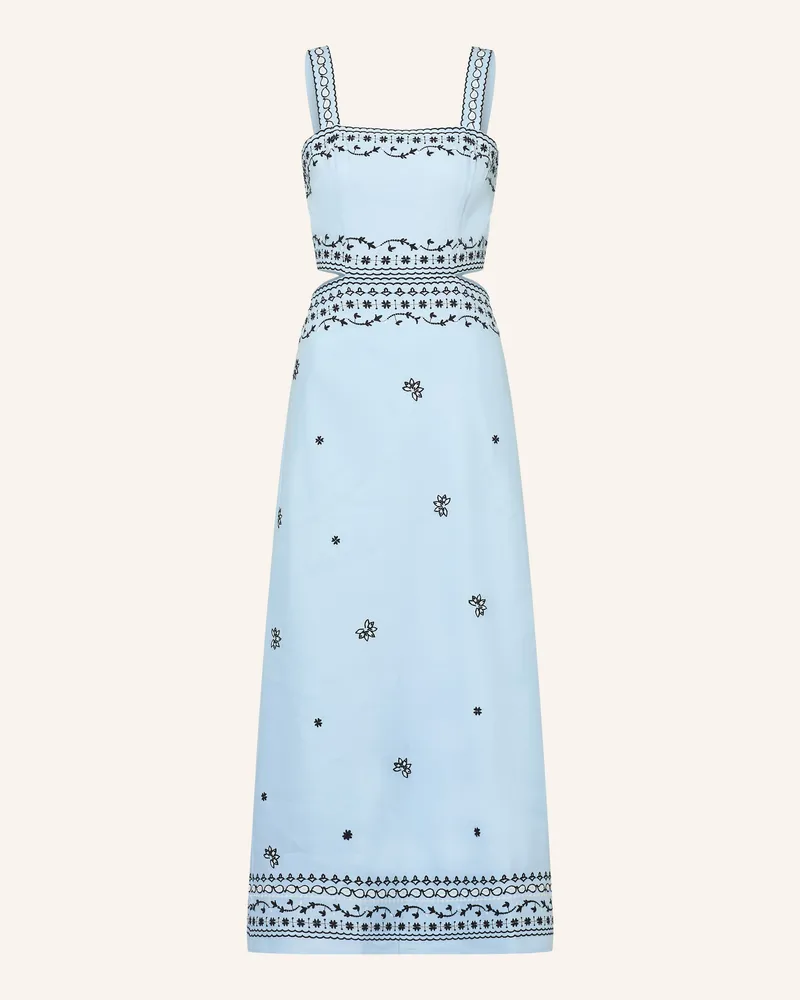 Maje Kleid Mit Leinen Und Cut-Outs blau Hellblau