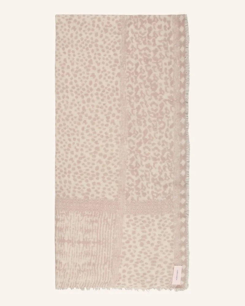 Puschoen Cashmere-Schal weiss Hellbraun