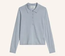 Feinstrick-Poloshirt grau