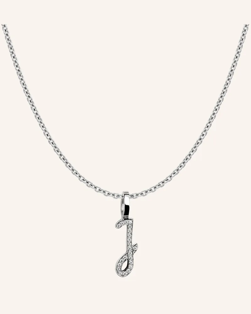 CADA Kette Tiny Diamond Letter J silber Weissgold