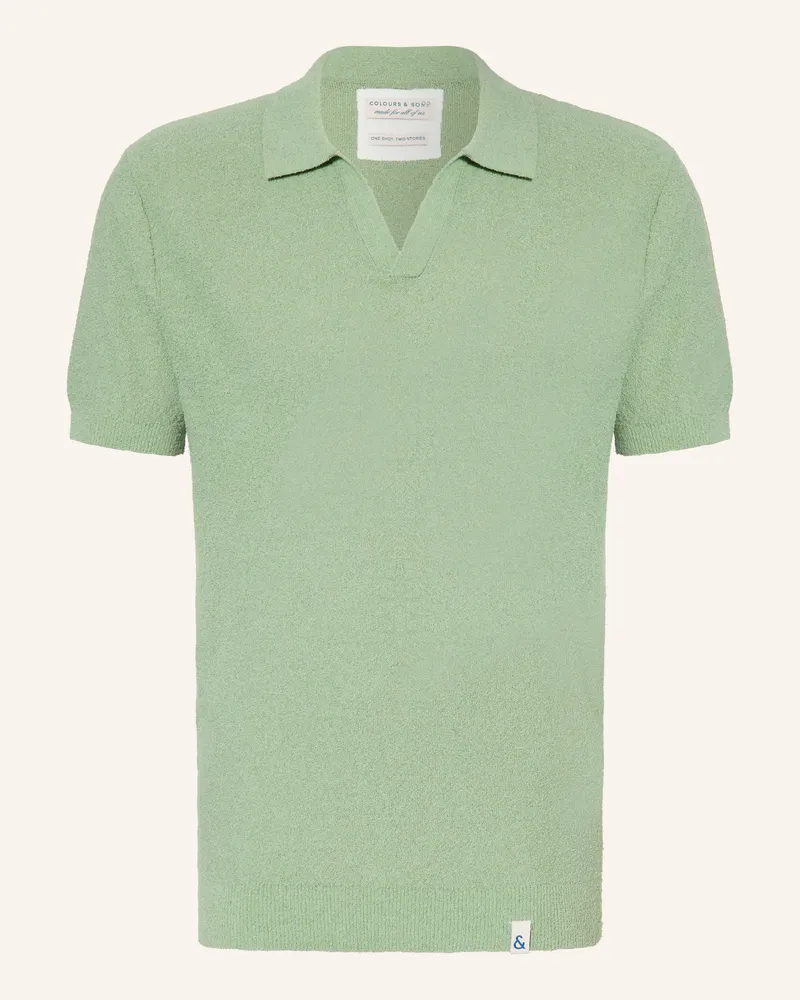 colours & sons Strick-Poloshirt gruen Hellgrün
