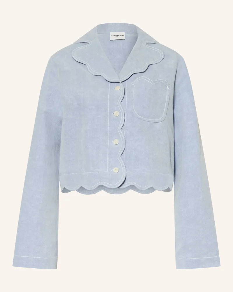 Claudie Pierlot Bluse mit Leinen Blaugrau
