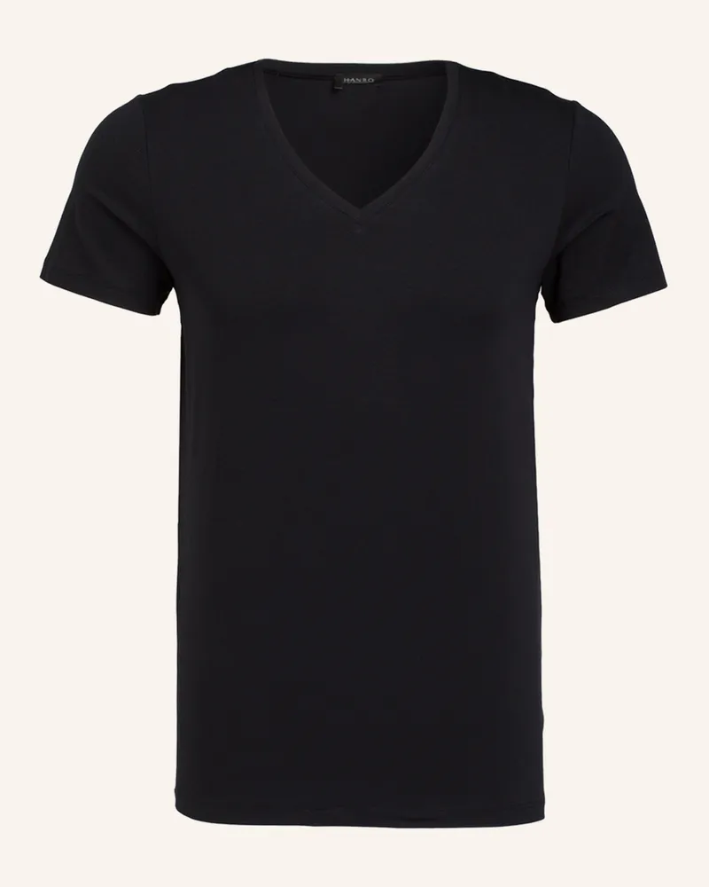Hanro V-Shirt Cotton Superior schwarz Schwarz