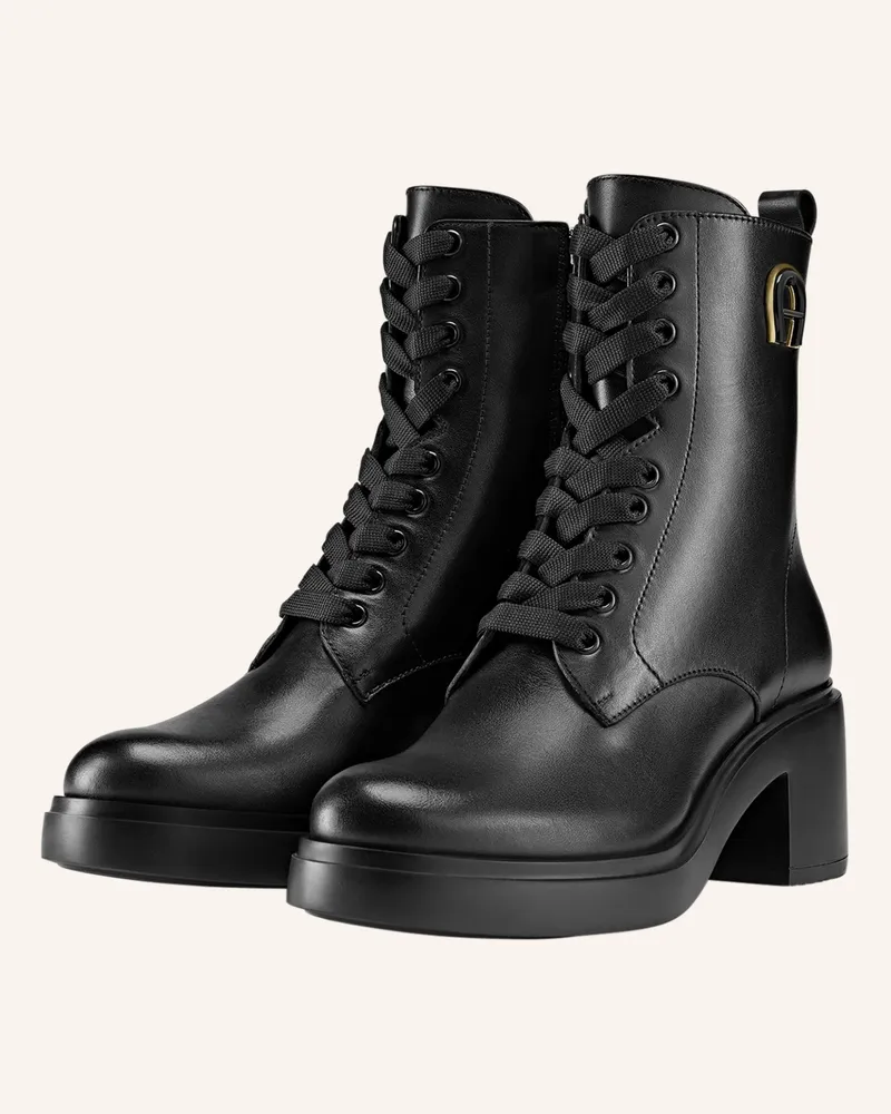 Aigner Block Heel Lace Bootie Nora 1a schwarz Schwarz