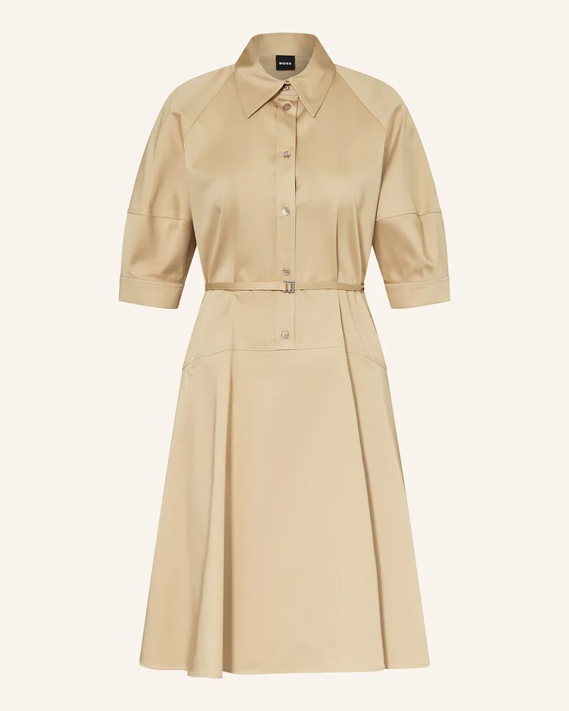 HUGO BOSS Hemdblusenkleid DELAURENA mit 3/4-Arm Beige