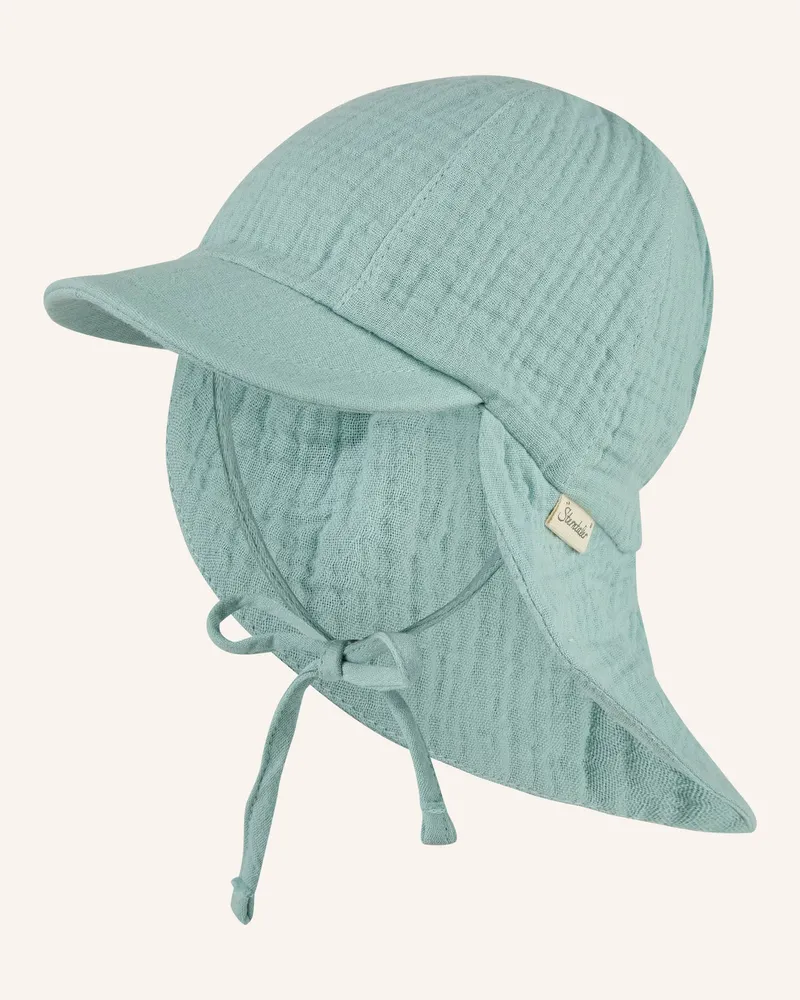 Sterntaler Schirmmütze Mit Nackenschutz Musselin blau Türkis