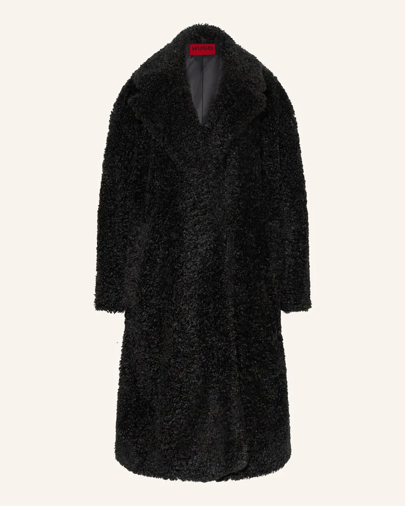 HUGO BOSS Teddyfell-Mantel Malite-1 schwarz Schwarz