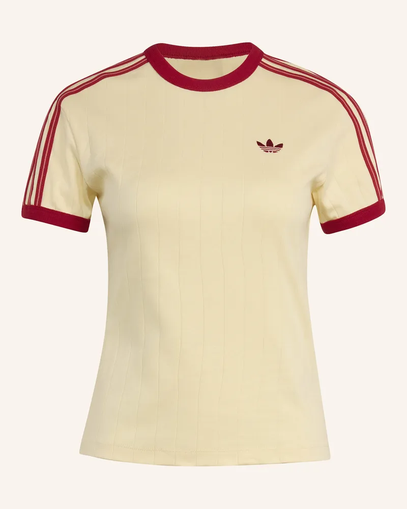 adidas T-Shirt, Schmal Geschnitten, Nadelstreifen gelb Creme