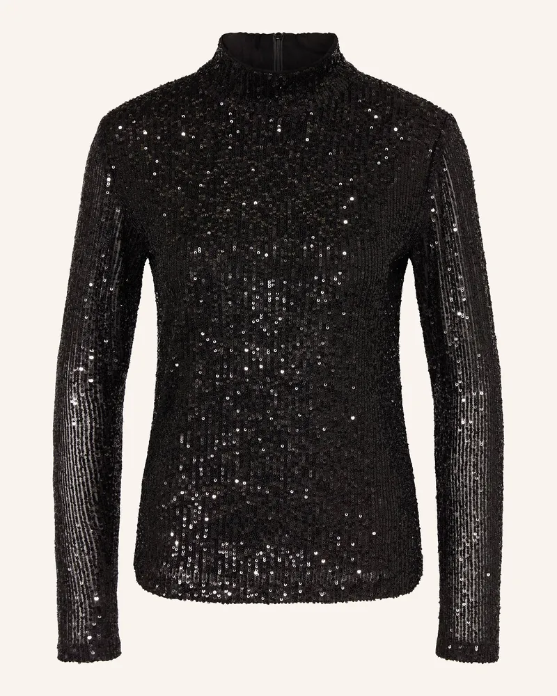 Mrs & HUGS Longsleeve mit Pailletten Schwarz