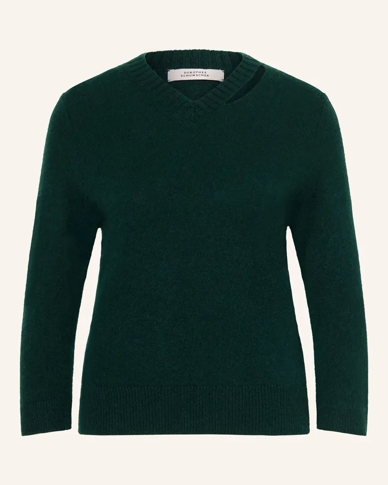Dorothee Schumacher Pullover Fluffy Statements Mit Cashmere Und 3/4-Arm gruen Dunkelgrün
