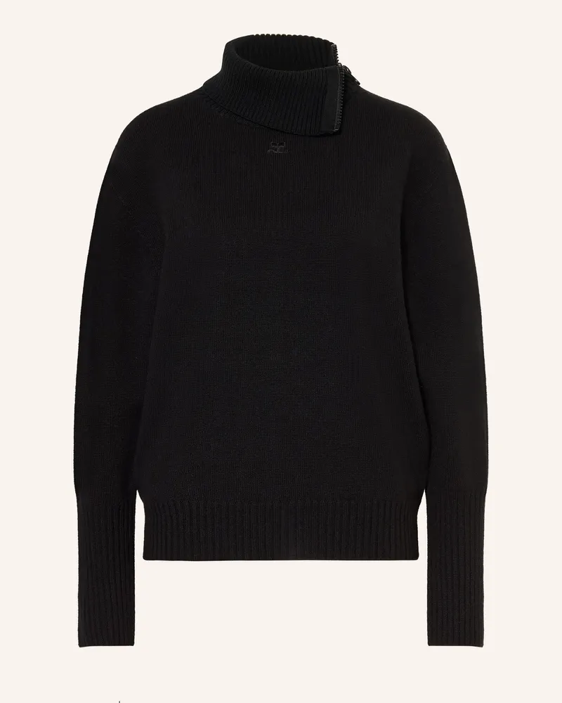 Courrèges Rollkragenpullover Aus Merinowolle schwarz Schwarz