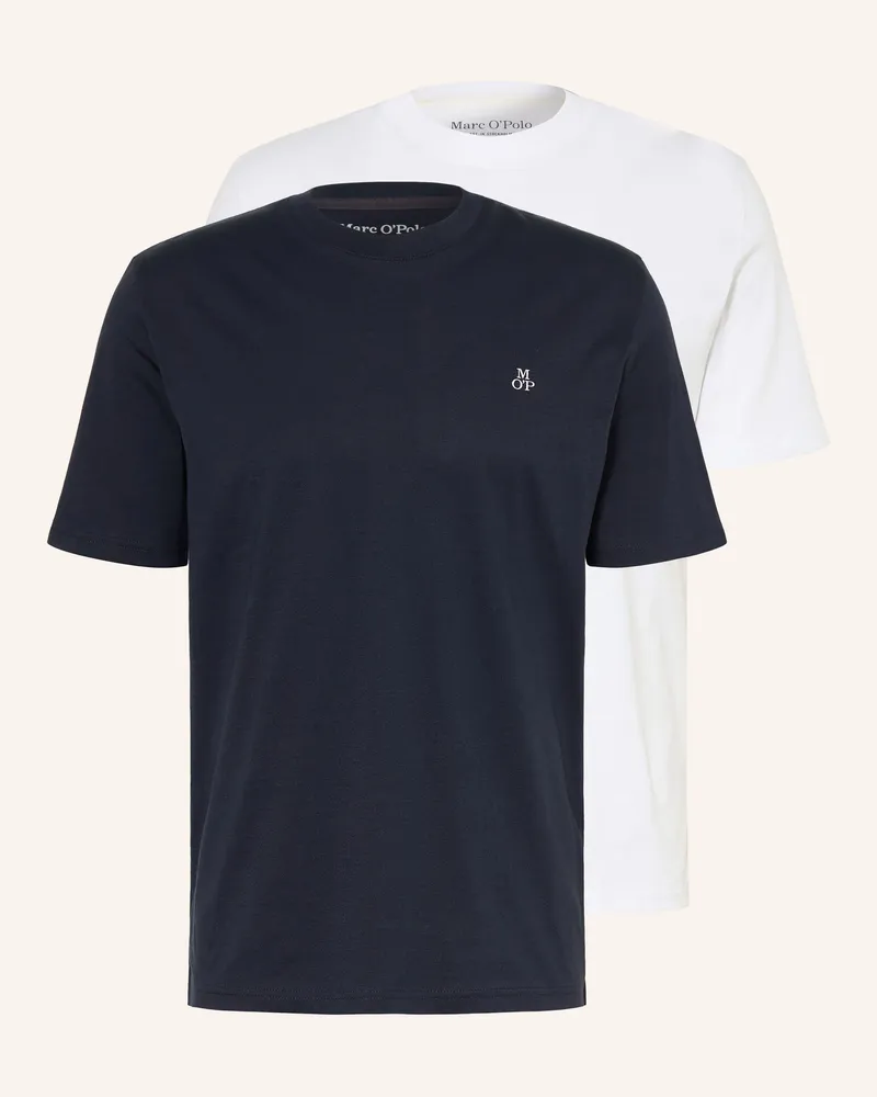 Marc O'Polo 2er-Pack T-Shirts blau Weiss