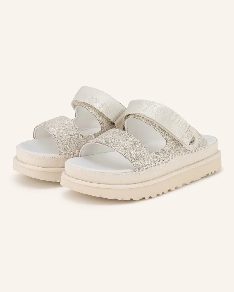 UGG Plateau-Pantoletten Goldenstar Crackle Glide weiss Weiss