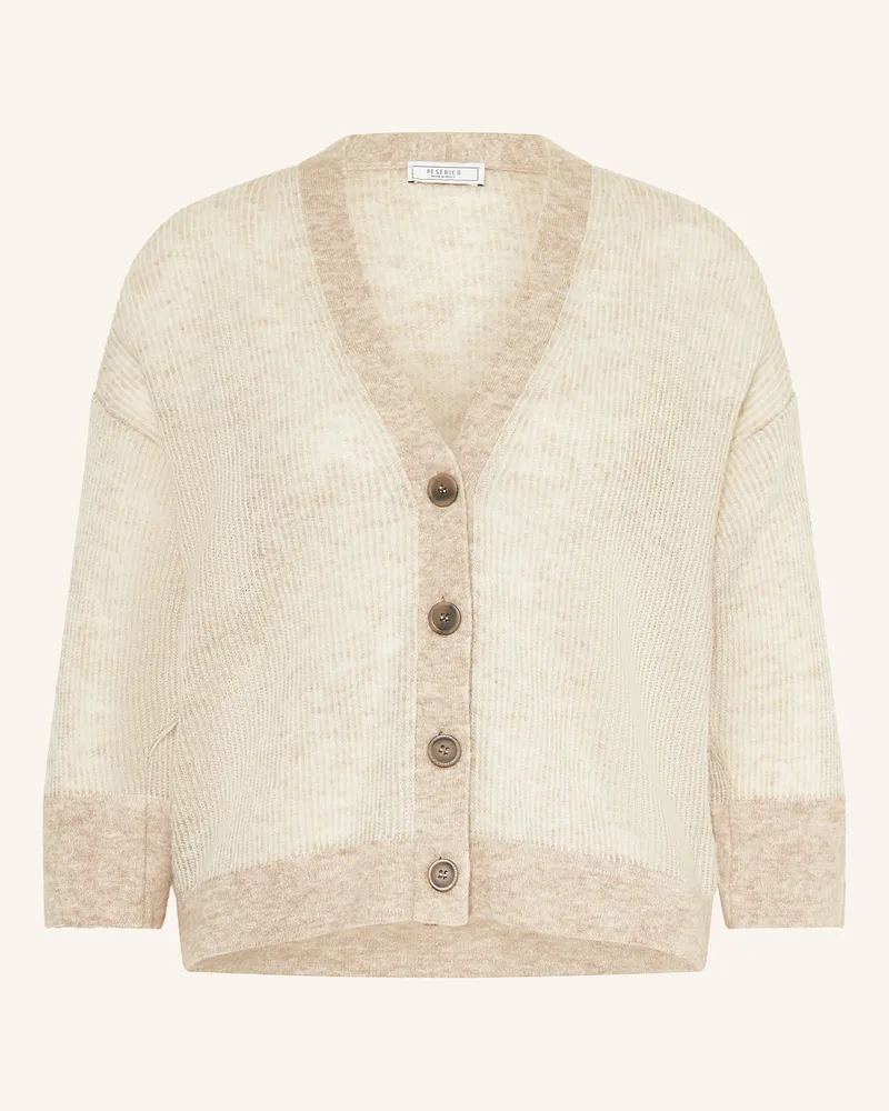 Peserico Strickjacke mit Alpaka und 3/4-Arm Hellbraun