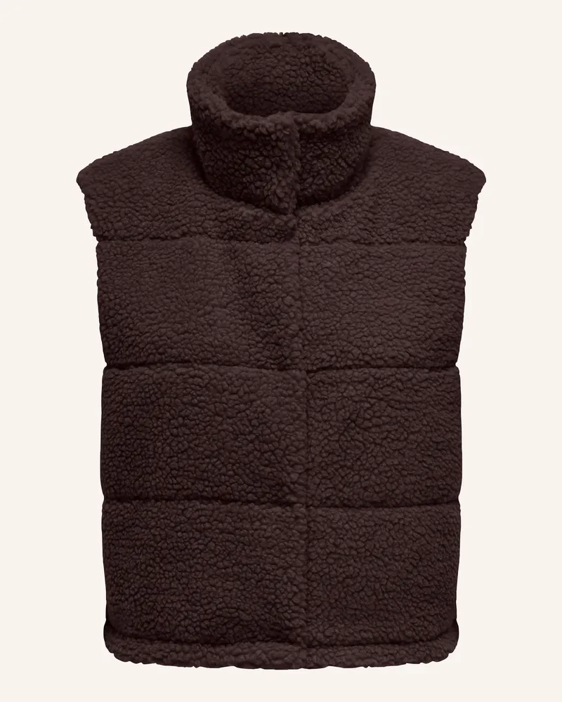 only Steppweste Aus Teddyfell braun Dunkelbraun