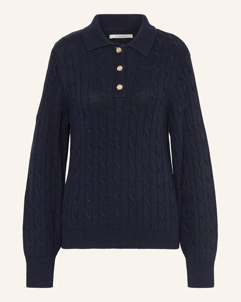 Barbour Strick-Poloshirt Evie blau Dunkelblau