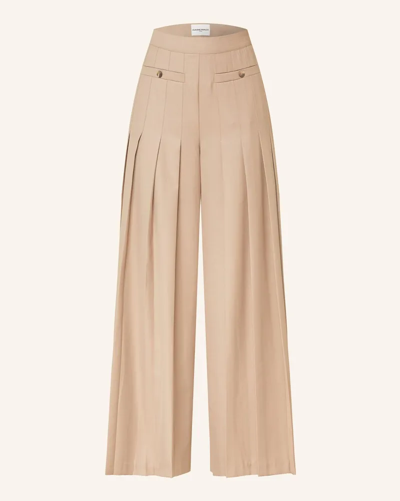 Claudie Pierlot Marlenhose mit Plissees Beige