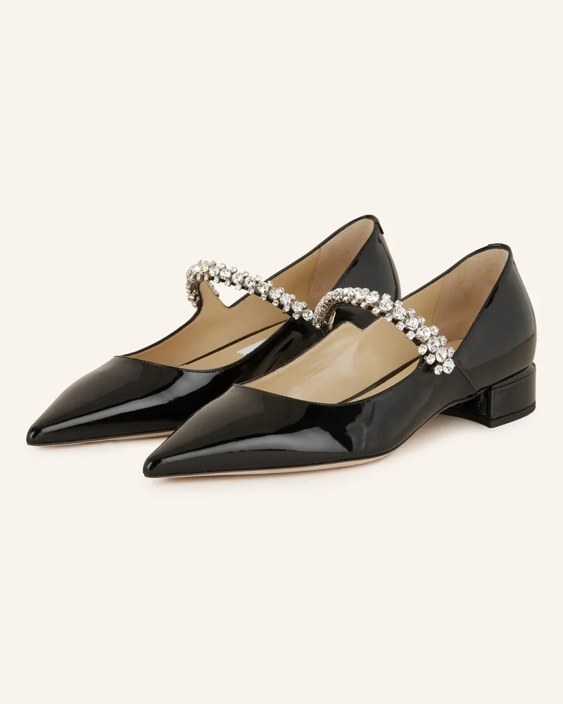 Jimmy Choo Mary-Jane-Ballerinas mit Schmucksteinen Schwarz