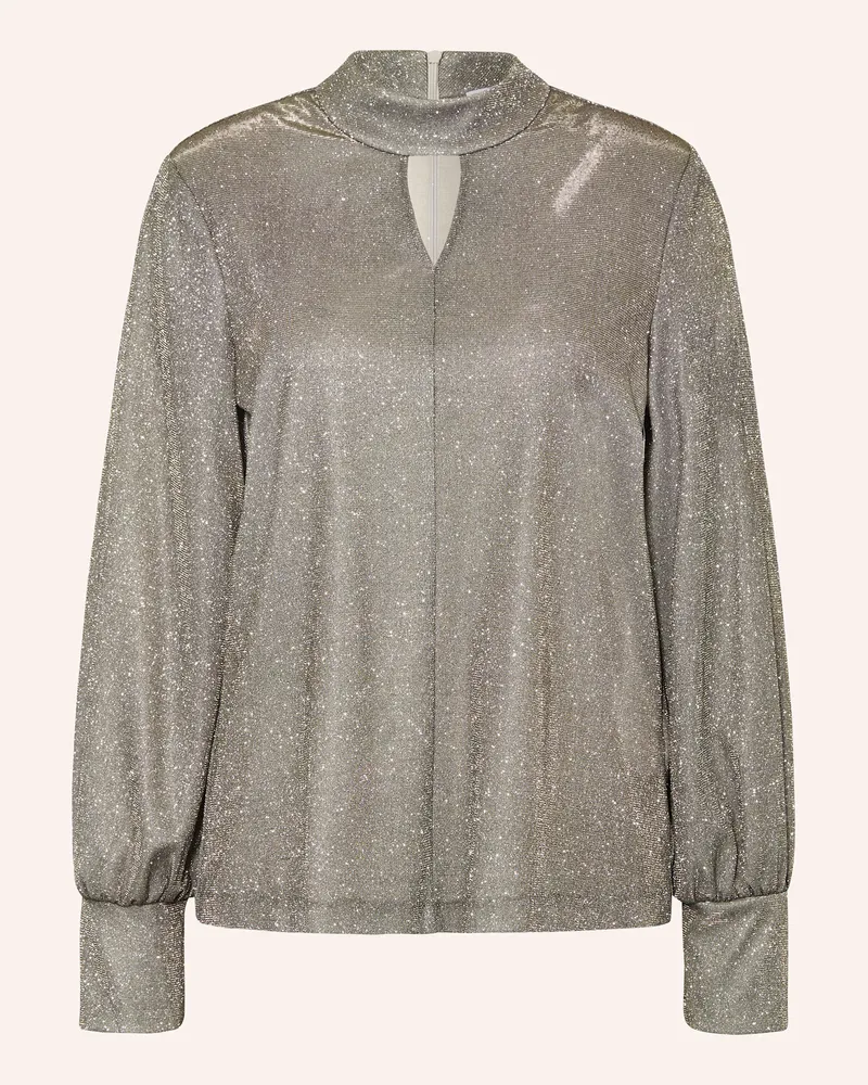 Riani Blusenshirt Mit Glitzergarn Und Cut-Out braun Silber