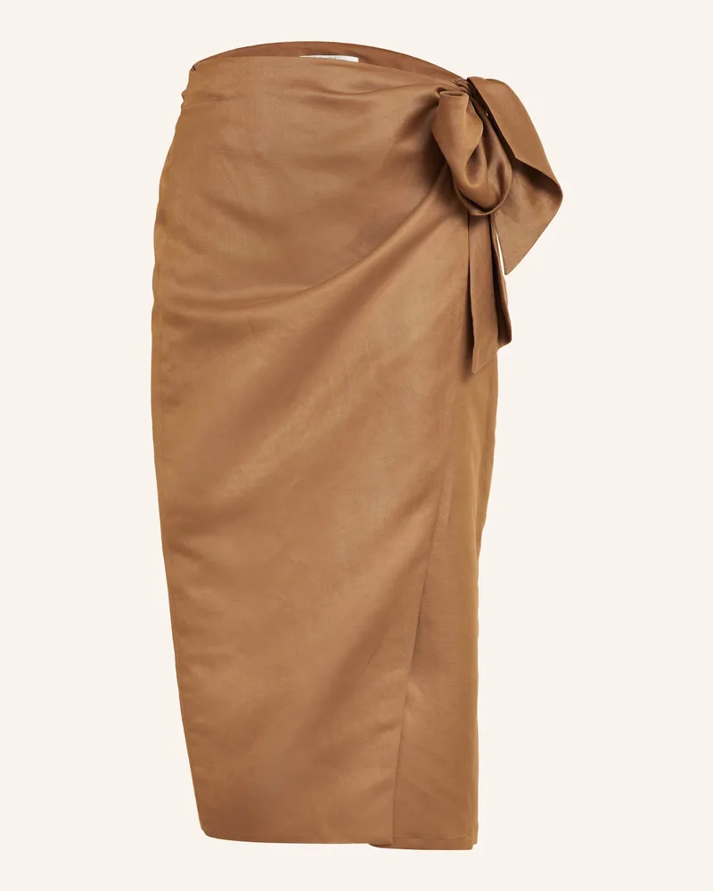 Max Mara Wickelrock TEQUILA mit Seide und Leinen Cognac