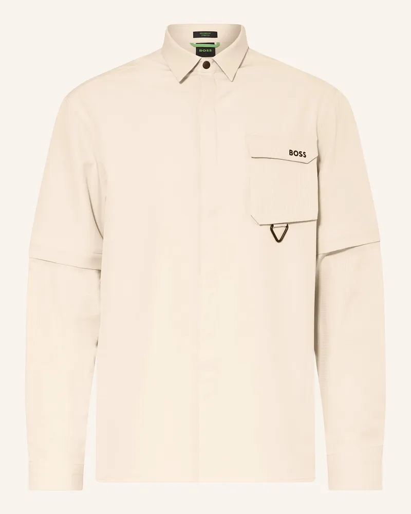HUGO BOSS Overshirt GLAMPING Relaxed Fit Beige
