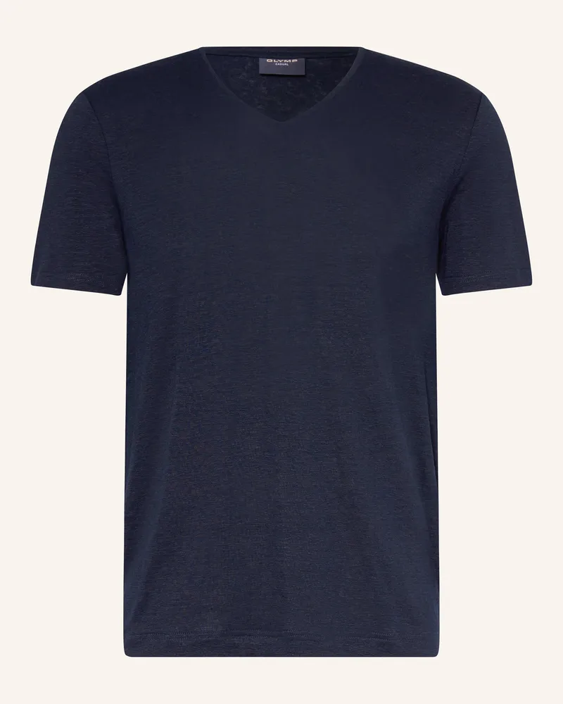 Olymp T-Shirt aus Leinen Dunkelblau