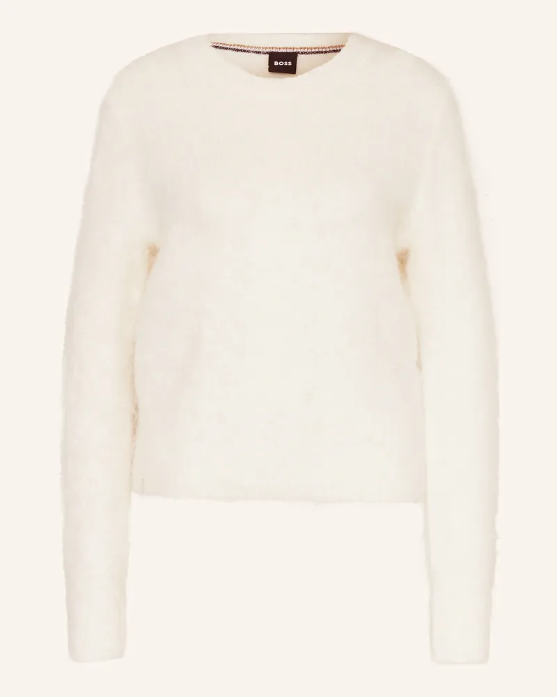 HUGO BOSS Pullover FLEURETTY mit Alpaka Weiss