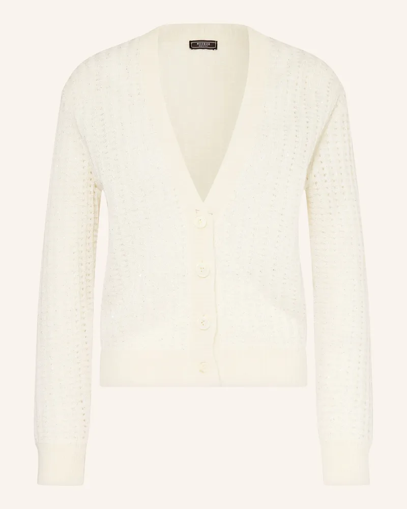 Peserico Strickjacke mit Alpaka und Pailletten Creme