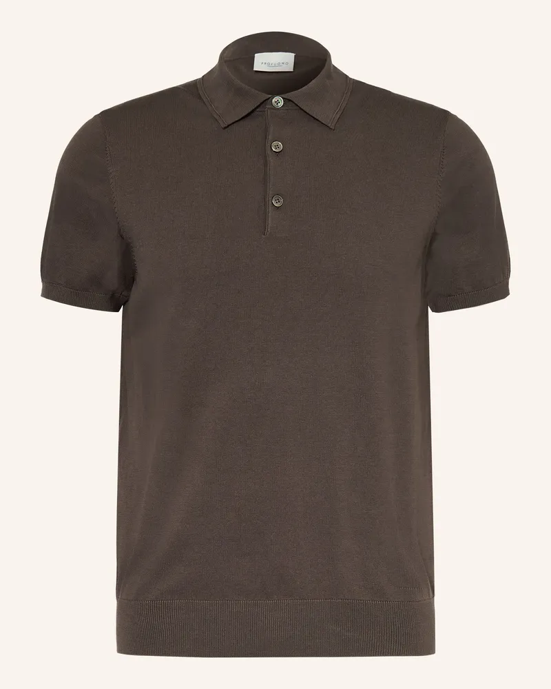Profuomo Strick-Poloshirt gruen Dunkelgrün
