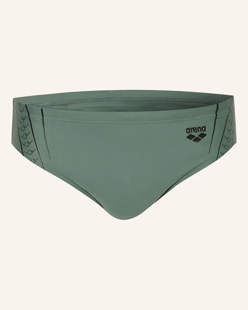 Arena Badeslip Double Graphic Mit Uv-Schutz grau Oliv