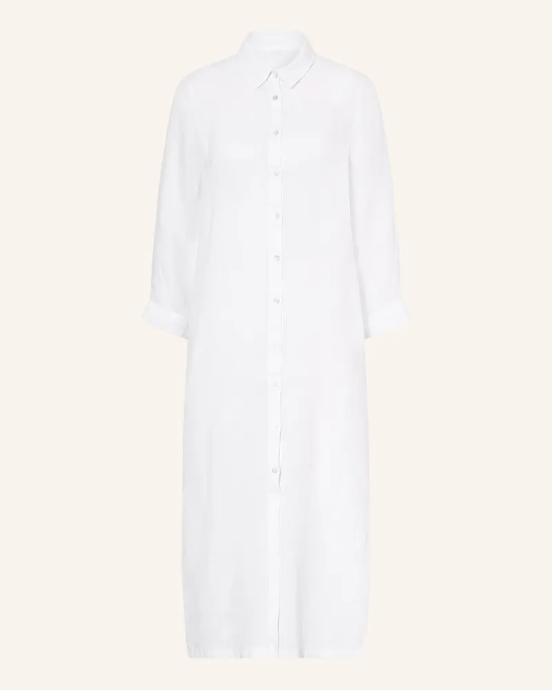 120% Lino Hemdblusenkleid Aus Leinen weiss Weiss