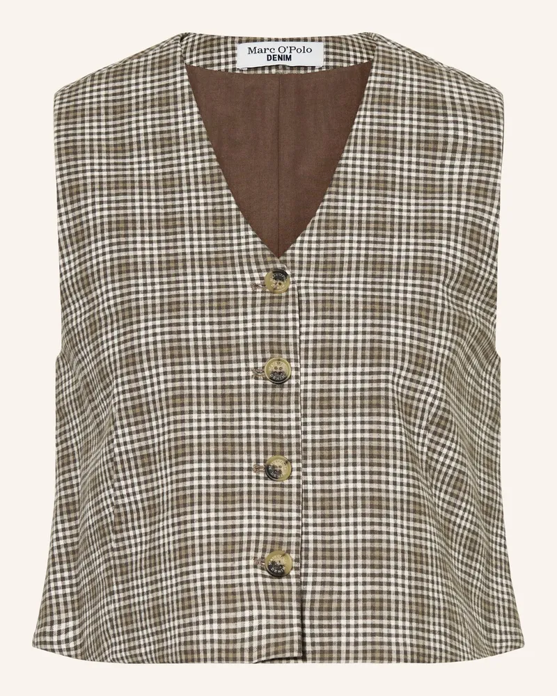 Marc O'Polo Blazerweste Mit Leinen braun Oliv