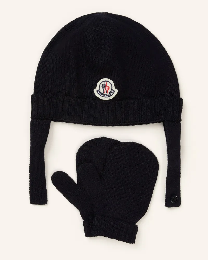Moncler Set: Handschuhe und Mütze Dunkelblau