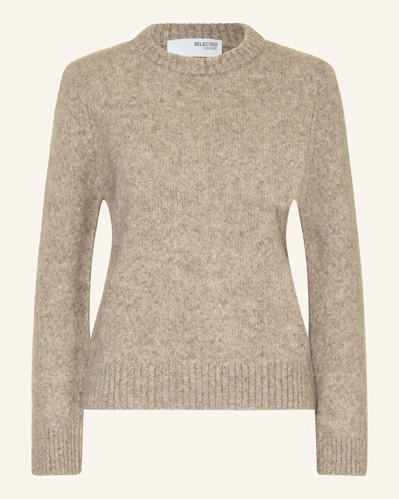Selected Pullover mit Alpaka Taupe