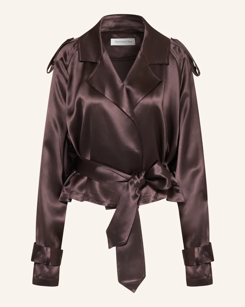FRANKIE Shop Wickelbluse SIMONA aus Satin Dunkelbraun