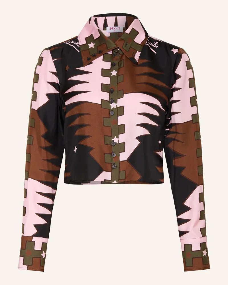 Emilio Pucci Hemdbluse Aus Seide gruen Schwarz