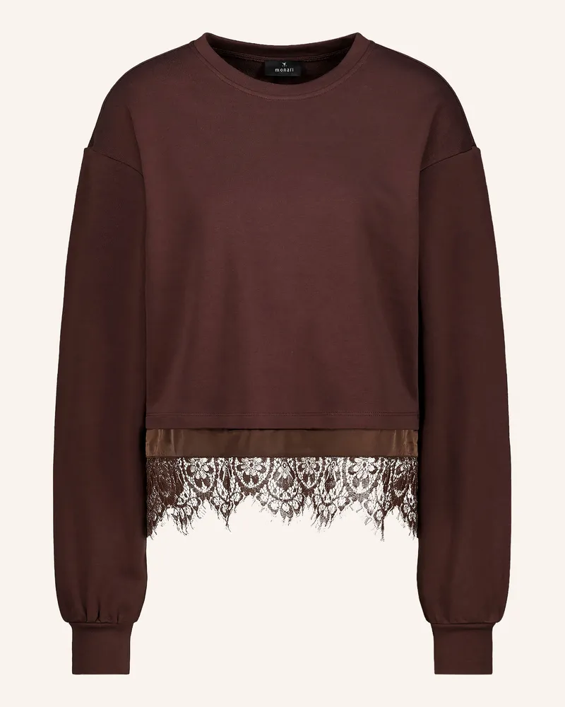 monari Sweatshirt Mit Spitze braun Dunkelbraun